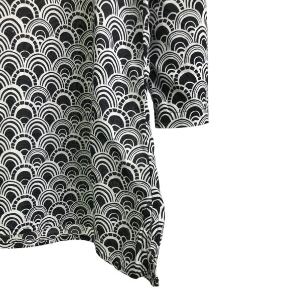 Talbots Tunic Top Womens Size Large Black Geometric Lace V-Neck Long Sleeve - Picture 6 of 8